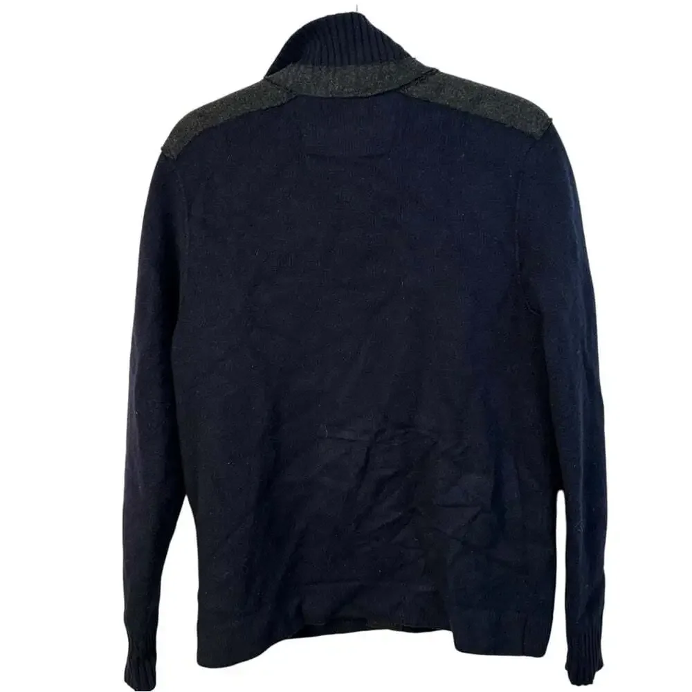 Banana Republic Merino Wool Cardigan Navy Gray Preppy Officecore Medium